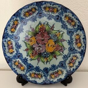 Handpainted Vestal Alcobaca Porcelain Plate 14”~Portugal